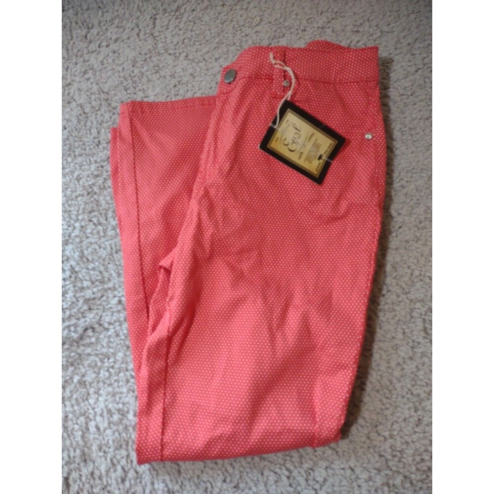 Earl Jeans Size 10 Rhinestone Embellishments Pink Polka Dot Stretch Nwot